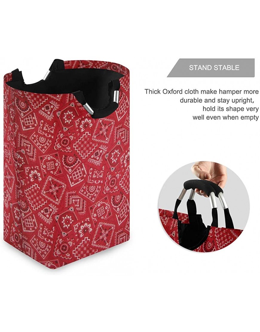 XiangHeFu Red Bandana Cloth Bag Washing Bin Basket Laundry Hamper Foldable with Handle Bathroom - BFOSG07TU