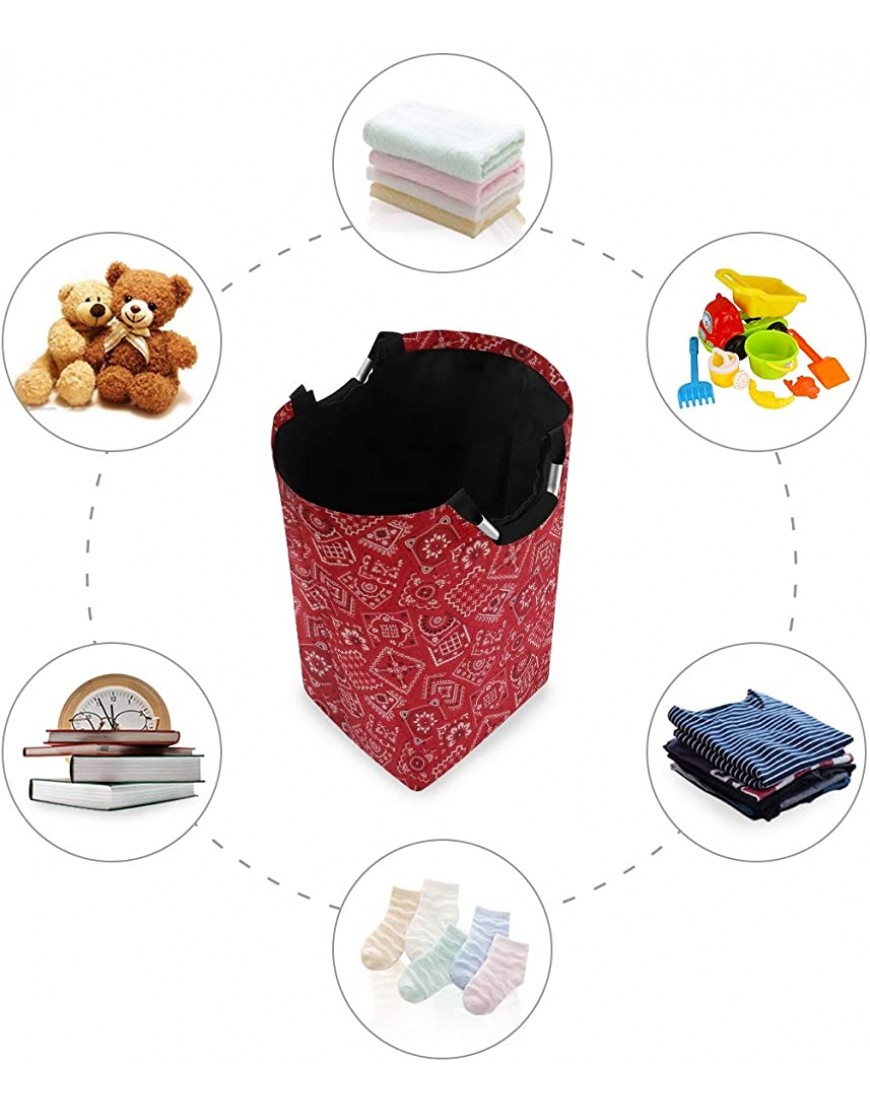 XiangHeFu Red Bandana Cloth Bag Washing Bin Basket Laundry Hamper Foldable with Handle Bathroom - BFOSG07TU