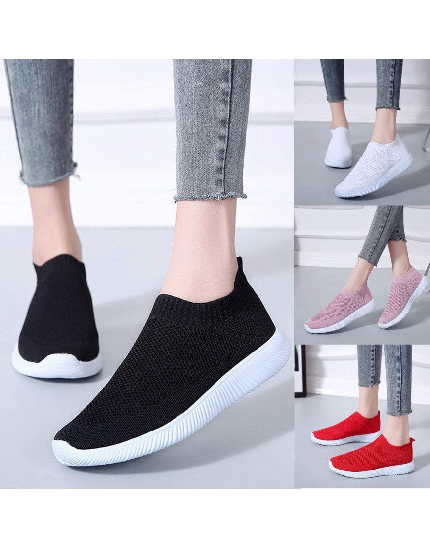 Yeyamei Walking Shoes for Women Wide Width Womens Sock Slip Sneakers Lightweight On Mesh - BHWH4FLAU