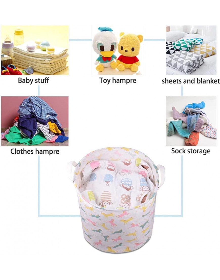 YOMFUN Kids Laundry Basket for Baby Girls,Waterproof Cute Laundry Hamper for Teen Girls Dirty Clothes Hamper,Collapsible Laundry Hamper for Books,ToysWhite Unicorn - BEXLQRU8T