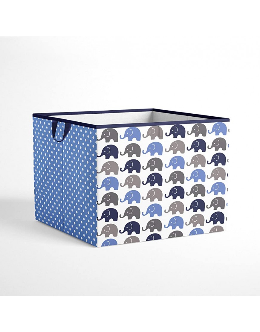 Bacati Storage Tote Large 14 x 14 x 10 inches Elephants Blue Grey - B5QN3RSXY
