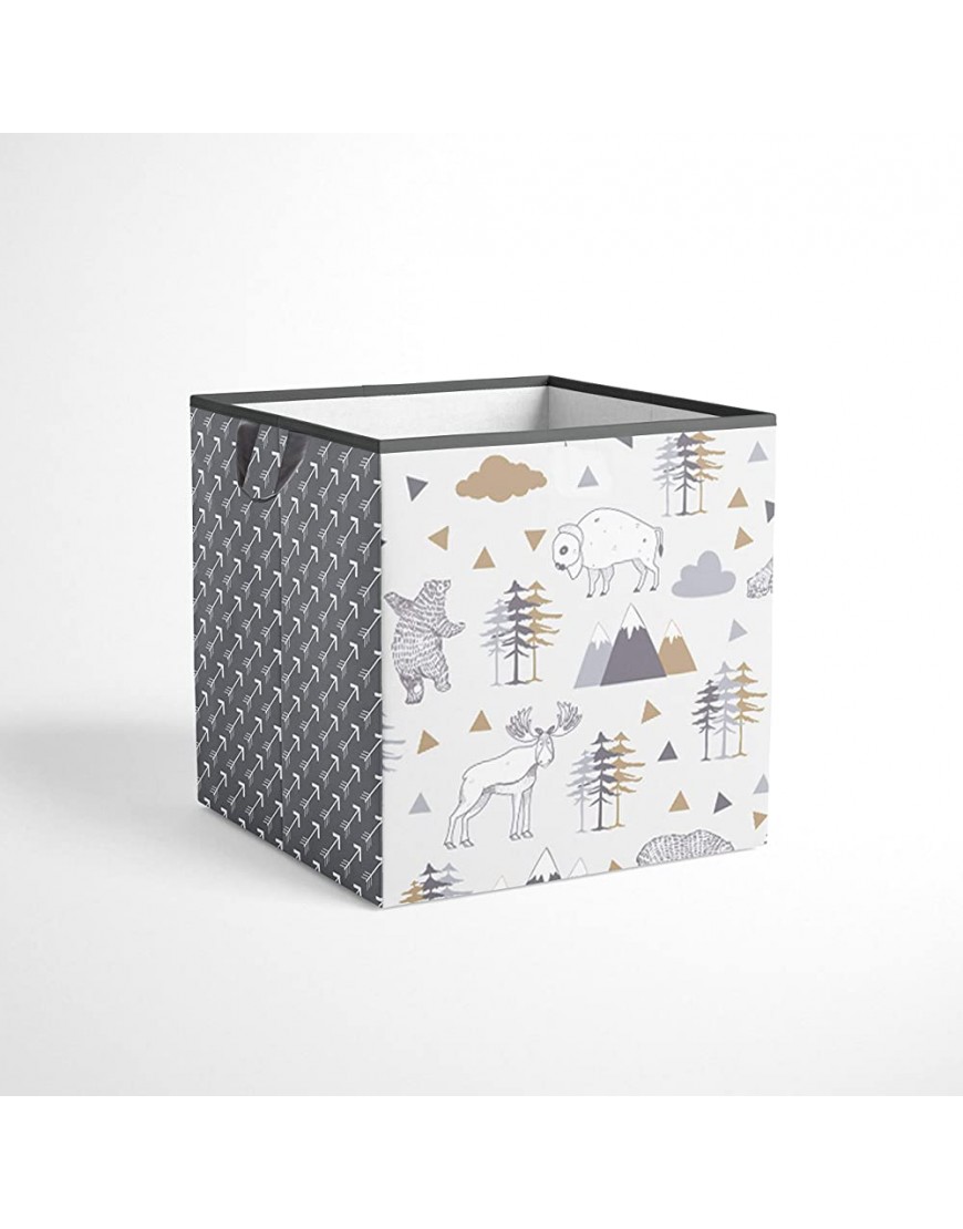Bacati Woodlands Grey Beige Neutral Cotton Storage Box Small Beige Grey - BJAR220BZ