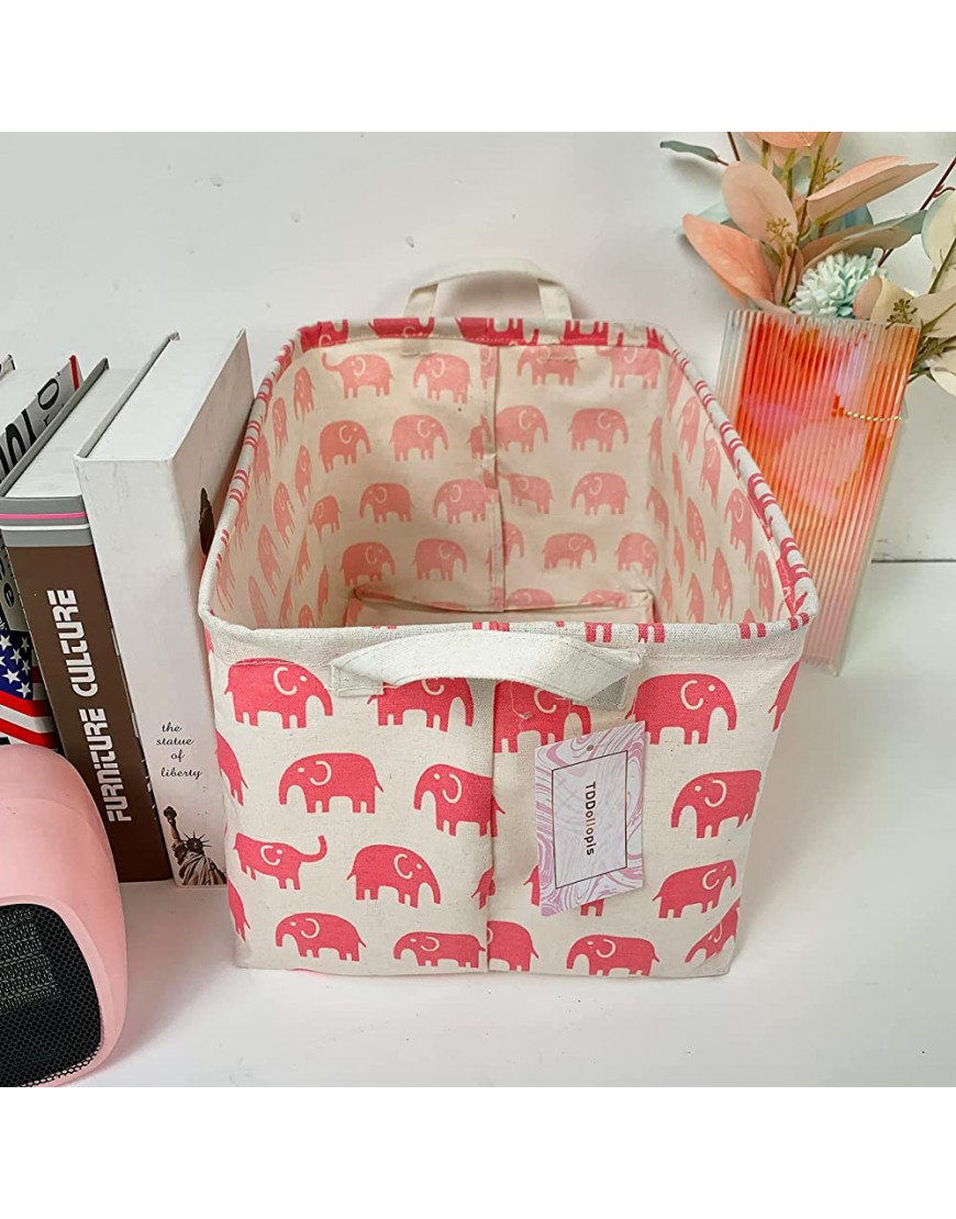 Canvas Toy Storage Cotton Storage Basket Nursery Hamper Laundry Basket Storage Bag by TDDollopis Pink Elephant - BPP1QMPG1