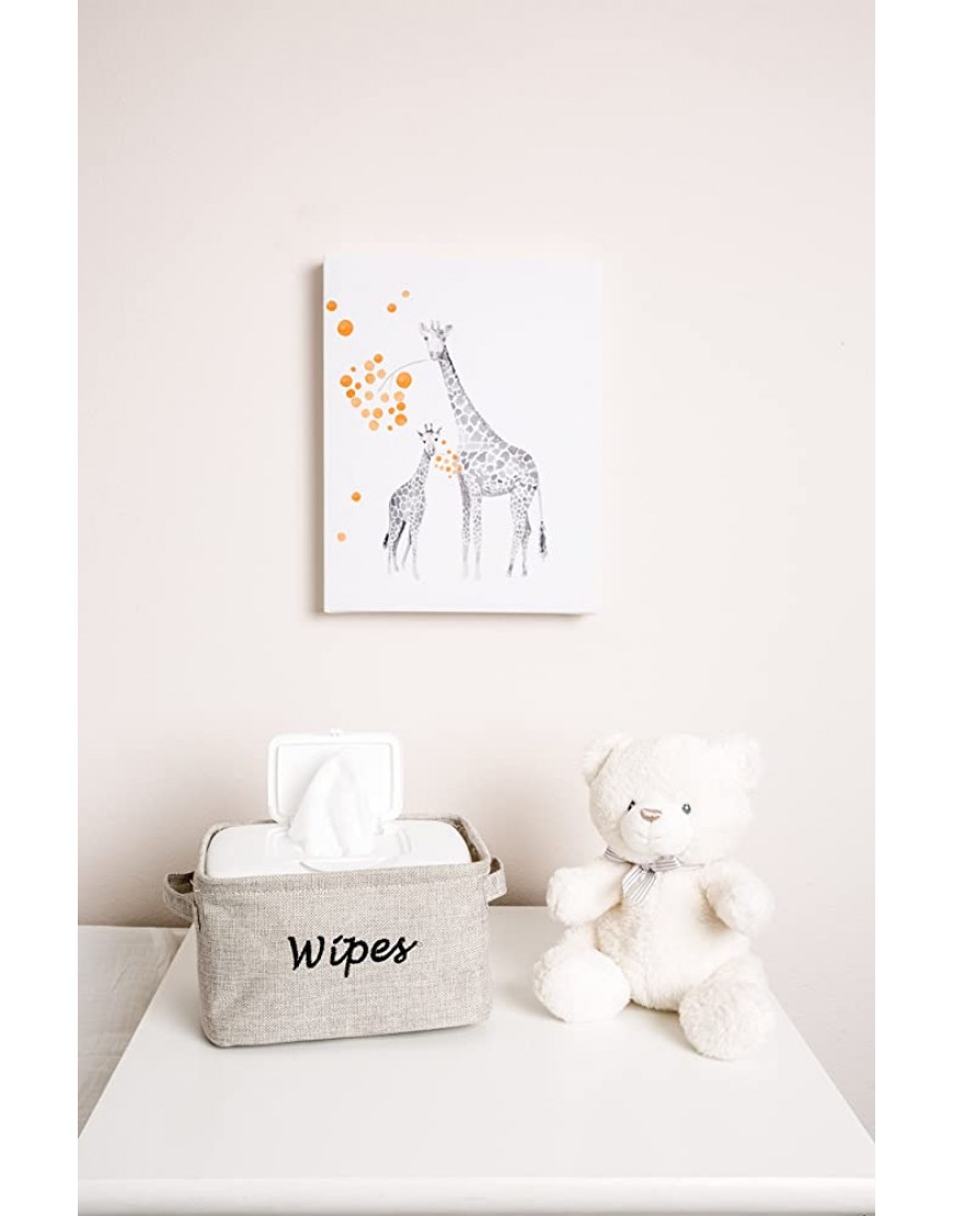 Dejaroo Baby Wipe Storage Bin Nursery Organizer Caddy Embroidered Eco-Friendly Grey Linen Grey - BLNMVK77Z