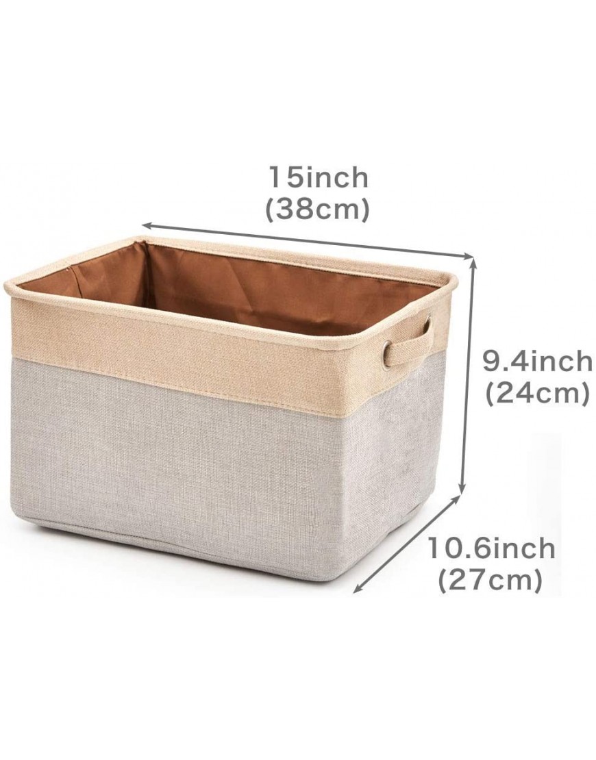 EZOWare Set of 3 Large Canvas Fabric Tweed Storage Organizer Cube Set W Handles for Nursery Kids Toddlers Home and Office 15 L x 10.5 W x 9.4 H -Gray Cream - BJV5B72JN