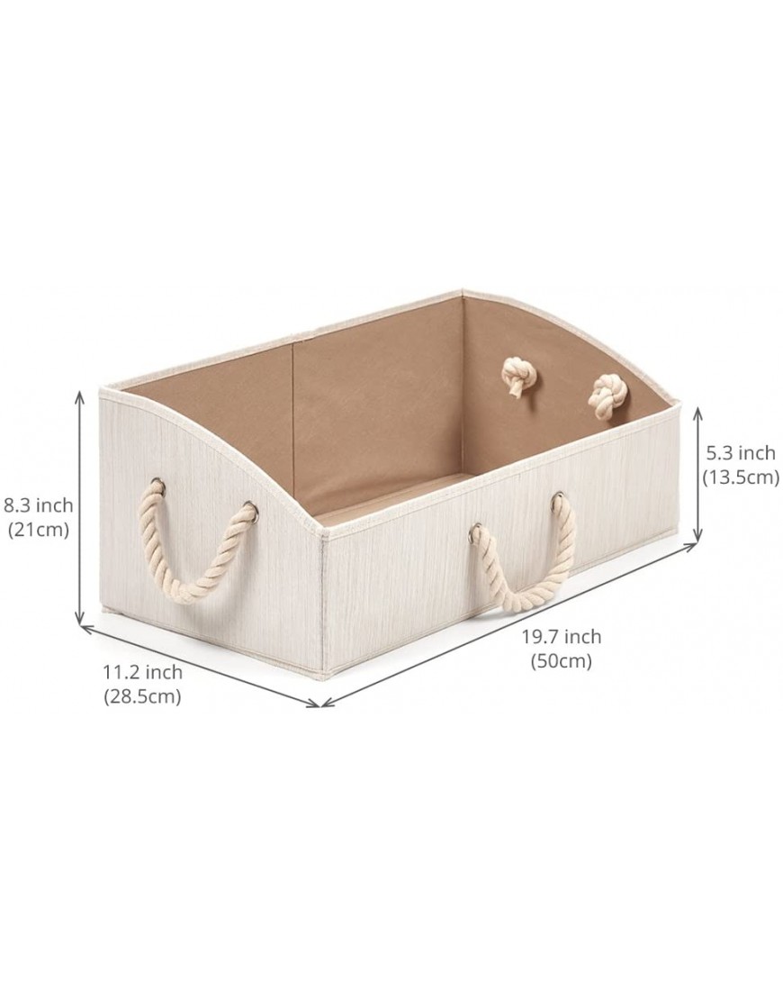 EZOWare Set of 3 Large Storage Bins Foldable Fabric Trapezoid Organizer Boxes with Cotton Rope Handle Collapsible Basket for Closet Baby Toys Diaper Beige - BSCF9W639