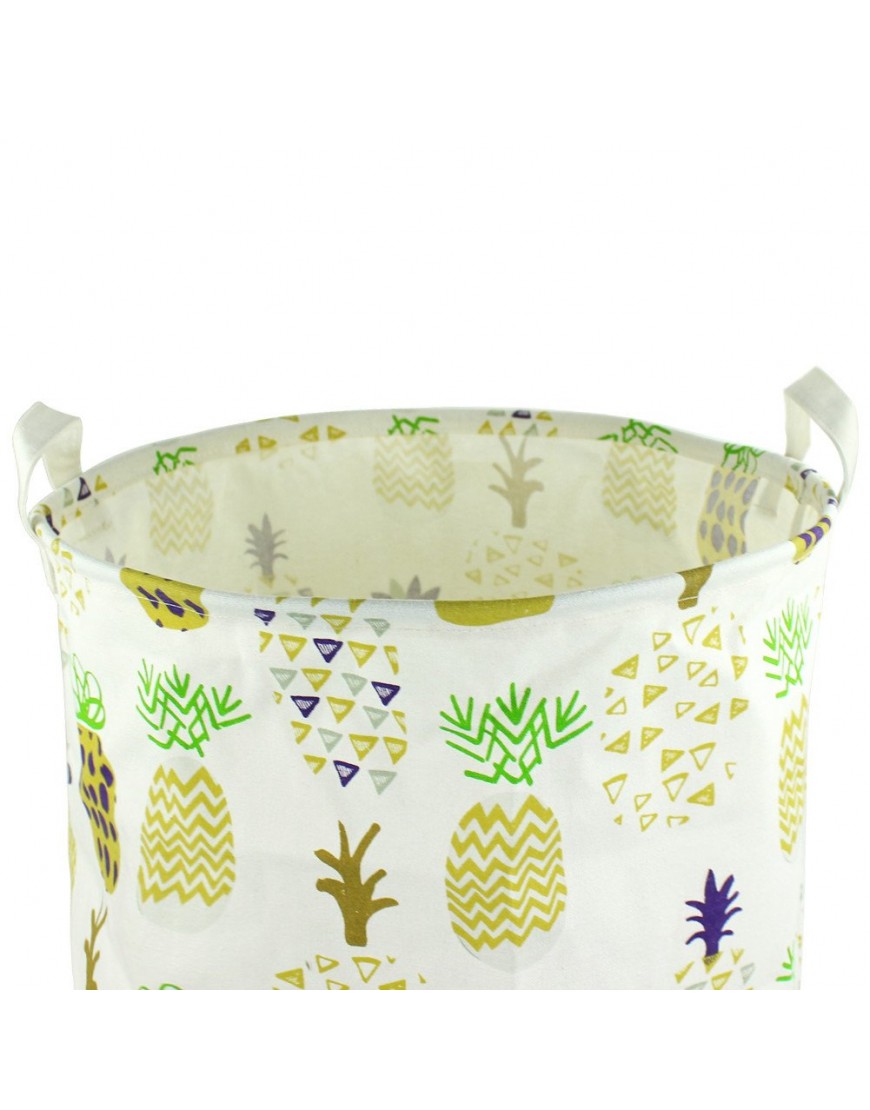 Orino 19 x 16.5 Inches Extra Large Canvas Fabric Folding Storage bin with Handle Waterproof Home Decor Laundry Hamper Organize Pineapple Storage Baskets for Dirty Clothes Toy Yellow - B8N2X3TB8