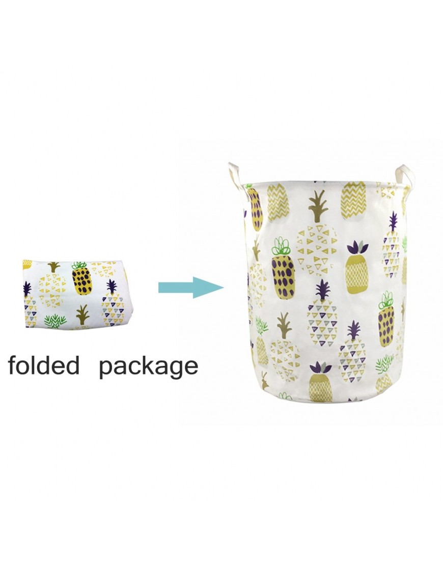 Orino 19 x 16.5 Inches Extra Large Canvas Fabric Folding Storage bin with Handle Waterproof Home Decor Laundry Hamper Organize Pineapple Storage Baskets for Dirty Clothes Toy Yellow - B8N2X3TB8