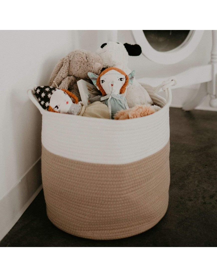 Parker Baby Nursery Storage Basket Rope Storage Bin and Organizer for Laundry Toys and Baby Blankets - B95LHENED