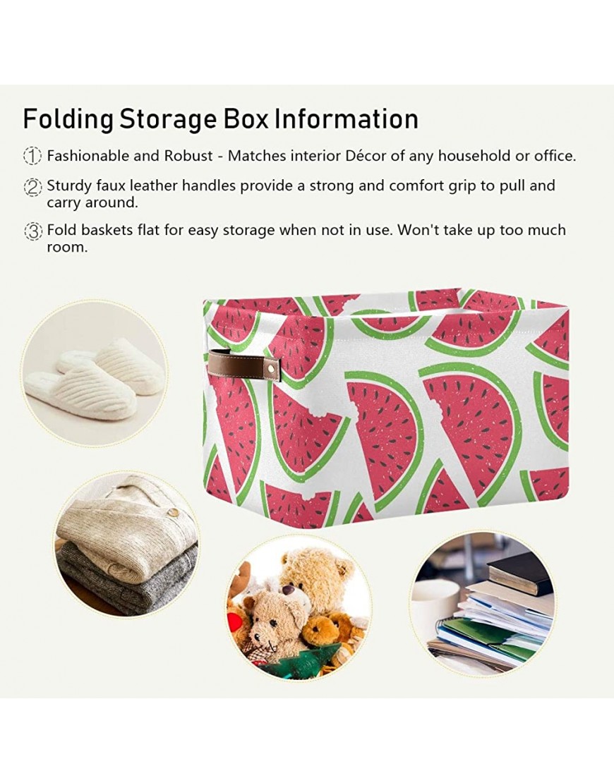 Rectangular Storage Bin Patron Sandia Watermelon Basket with Handles Nursery Storage Laundry Hamper Book Bag Gift Baskets - BZM2CNT5R