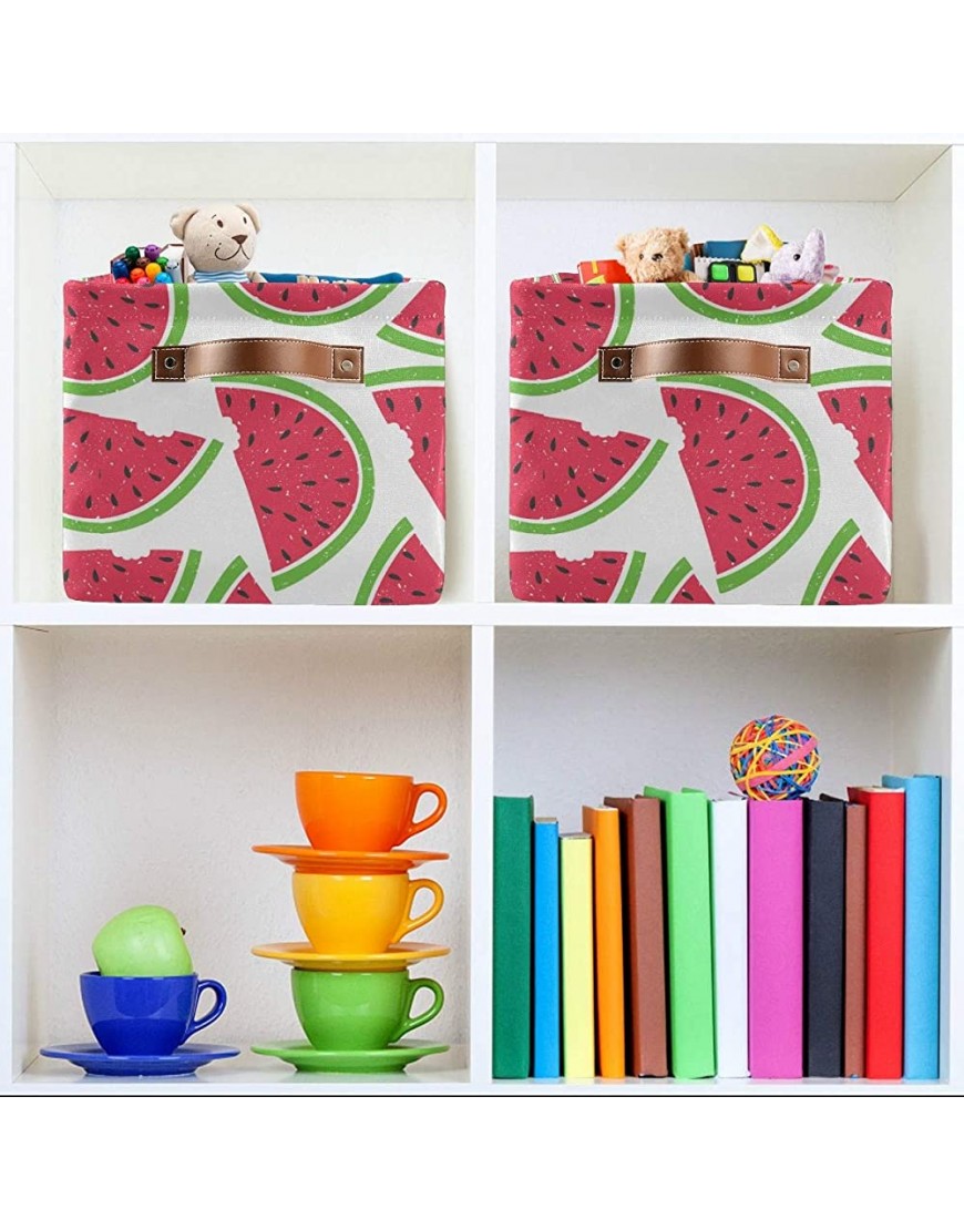Rectangular Storage Bin Patron Sandia Watermelon Basket with Handles Nursery Storage Laundry Hamper Book Bag Gift Baskets - BZM2CNT5R