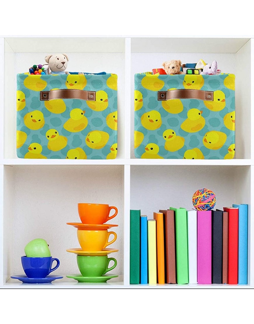 Rectangular Storage Bin Yellow Rubber Duck Basket with Handles Organizer Bin for Toys Books Laundry Basket for Kids Pets Playroom - BAVS0GXQ9