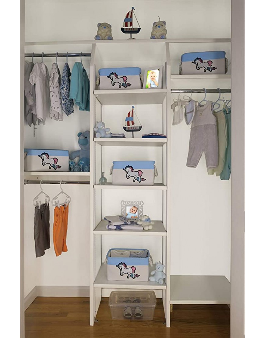 Storage Basket for Nursery Baby Boy Canvas Bin Perfect as Nursery Organizer & Closet. Decorative Unicorn Storage Box. Great Baby Shower Basket Gift - B7SJMP2GQ