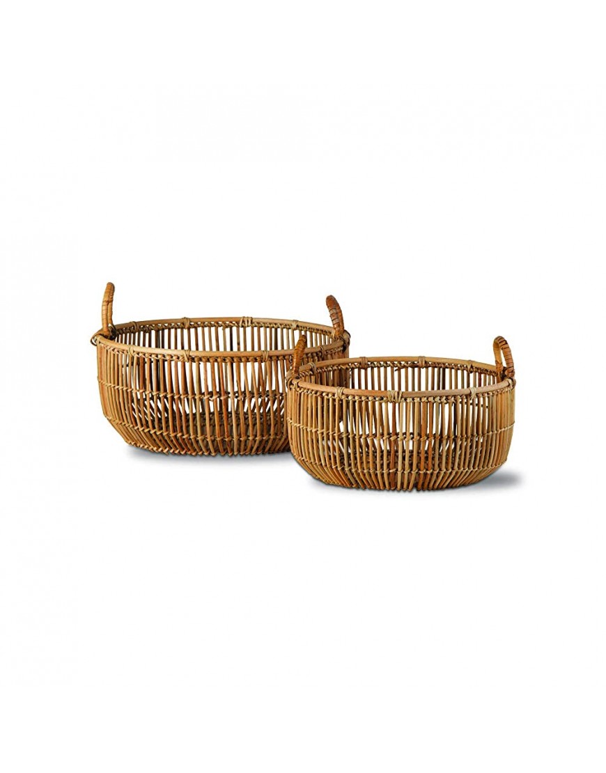 tag Cabana Open Rattan Baskets Set of 2 Made of Rattan with Handles for Organisation Storage Home Décor Natural - BERKZQIO9