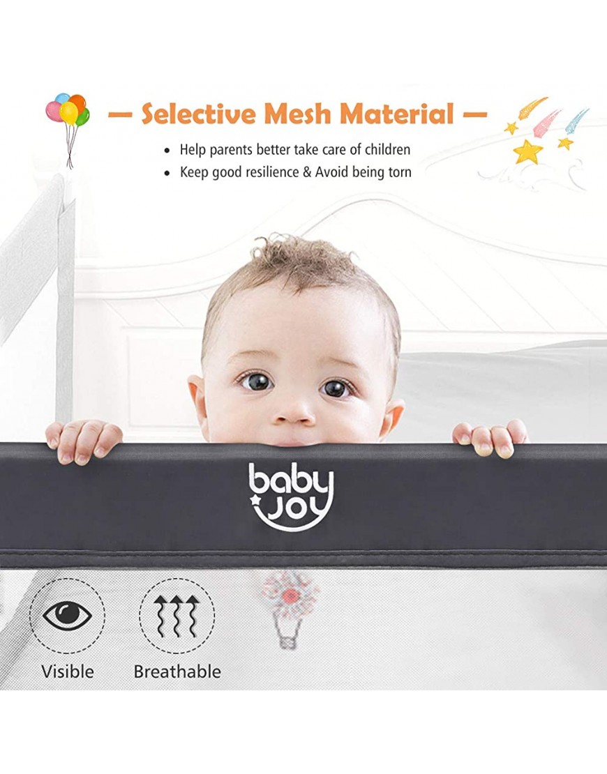 BABY JOY Bed Rails for Toddlers 59‘’ Extra Long Swing Down Bed Guard w Safety Straps Folding Baby Bedrail for Kids Twin Double Full Size Queen & King Mattress Gray 59-Inch - BL06DAHAI