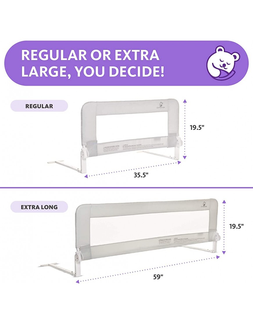 Bed Rail for Toddlers Extra Long Toddler Bedrail Guard for Kids Twin Double Full Size Queen & King Mattress Baby Bed Rails for Children Grey XL - BJD9YKYZG