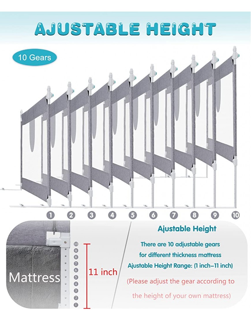 Bed Rail for Toddlers Queen Bed Toddler Rail Bed Guard Rail for Toddlers King Size Bed Infants Safety Bed Guardrail Baby Protector Rail with Breathable Fabric 77- Pack of 1 - BMLAGXZUU