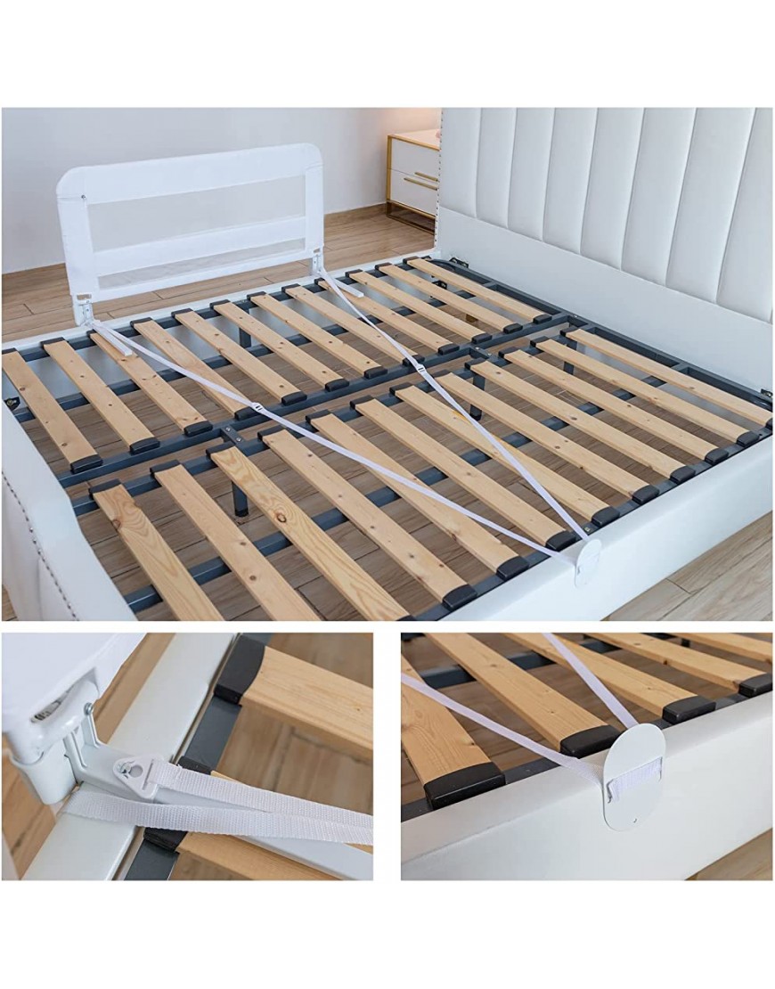 Bed Rail for Toddlers Reinforced Anchor Safety System Kids Bed Rails Double Bed Railing for Baby Gray Without Cotton - B4C65ADN0
