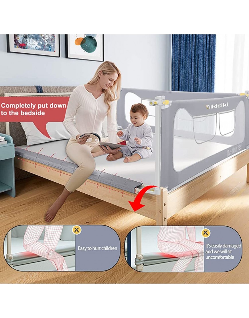 cikiciki Bed Rails for Toddlers Extra Tall Kids Bed Guardrail Vertical Lifting Collapsible Baby Safety Bed Rail Guards Fit for Twin Full Three Quarters King Size Bed - BPVPUW3QQ