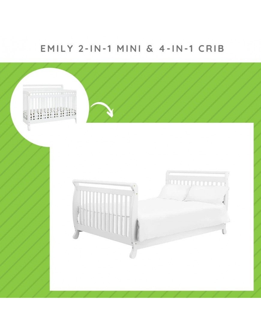 Conversion Kit Bed Rails for Davinci Emily 2-in-1 Mini & 4-in-1 Crib White - BOGZYVEAT