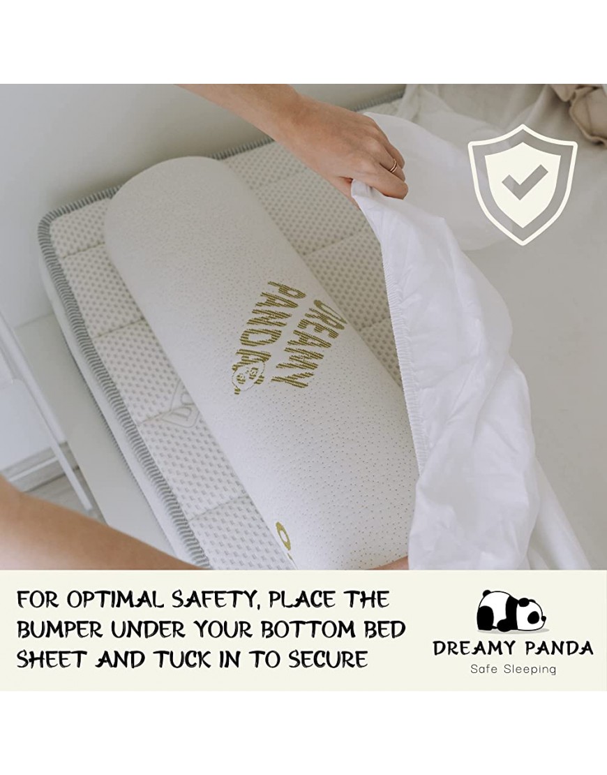 DreamyPanda Bed Bumpers for Toddlers — Padded Crib Rail Guard for Kids & Babies — Soft & Breathable Pillow with Bamboo Cover Plus Portable Travel Bag — White Size L - BGGHJ2RB0