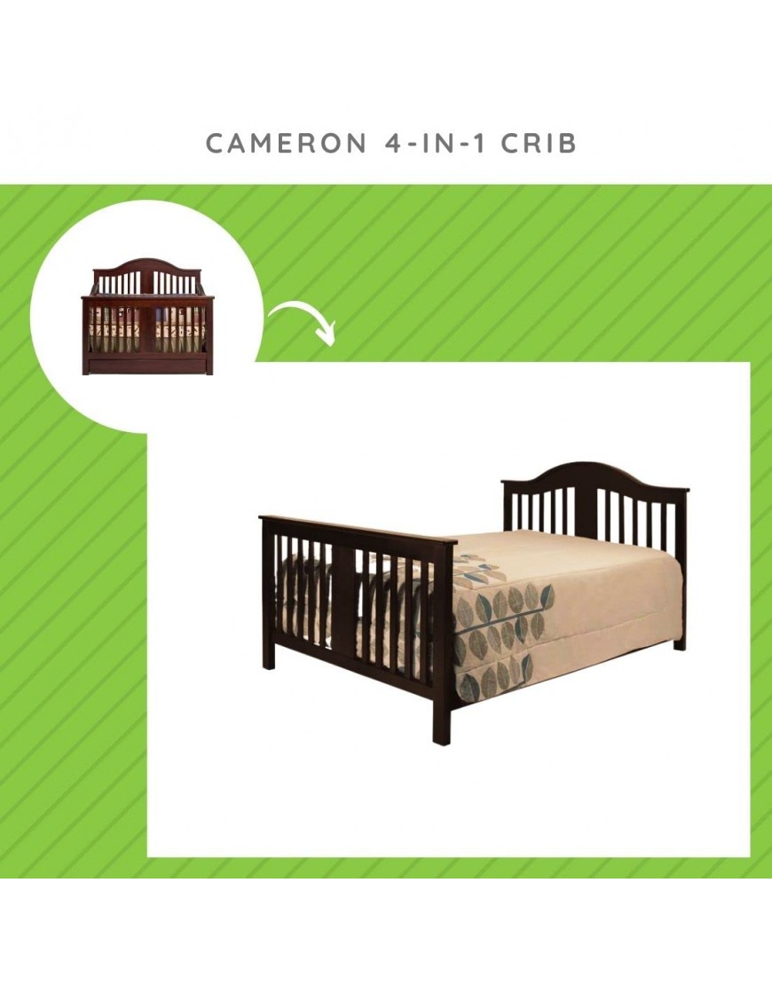 Full Size Conversion Kit Bed Rails for Davinci Cameron 4-in-1 Crib Espresso - BXXWKZA76