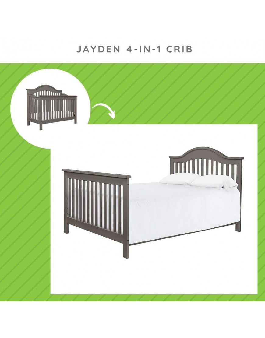 Full Size Conversion Kit Bed Rails for Davinci Jayden 4-in-1 Crib Slate - BJDF2GZ54