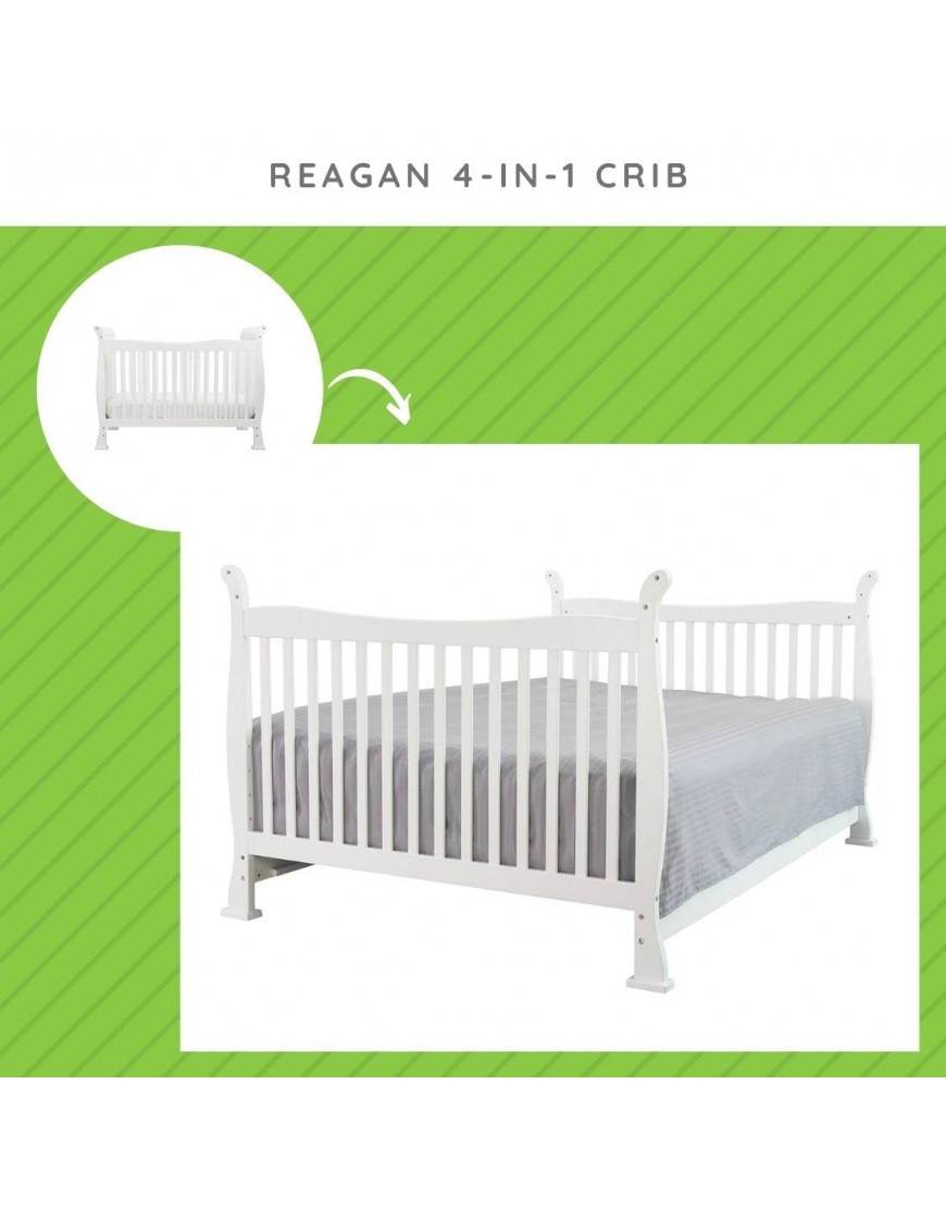 Full Size Conversion Kit Bed Rails for Davinci Reagan 4-in-1 Crib White - BVHNV77GC