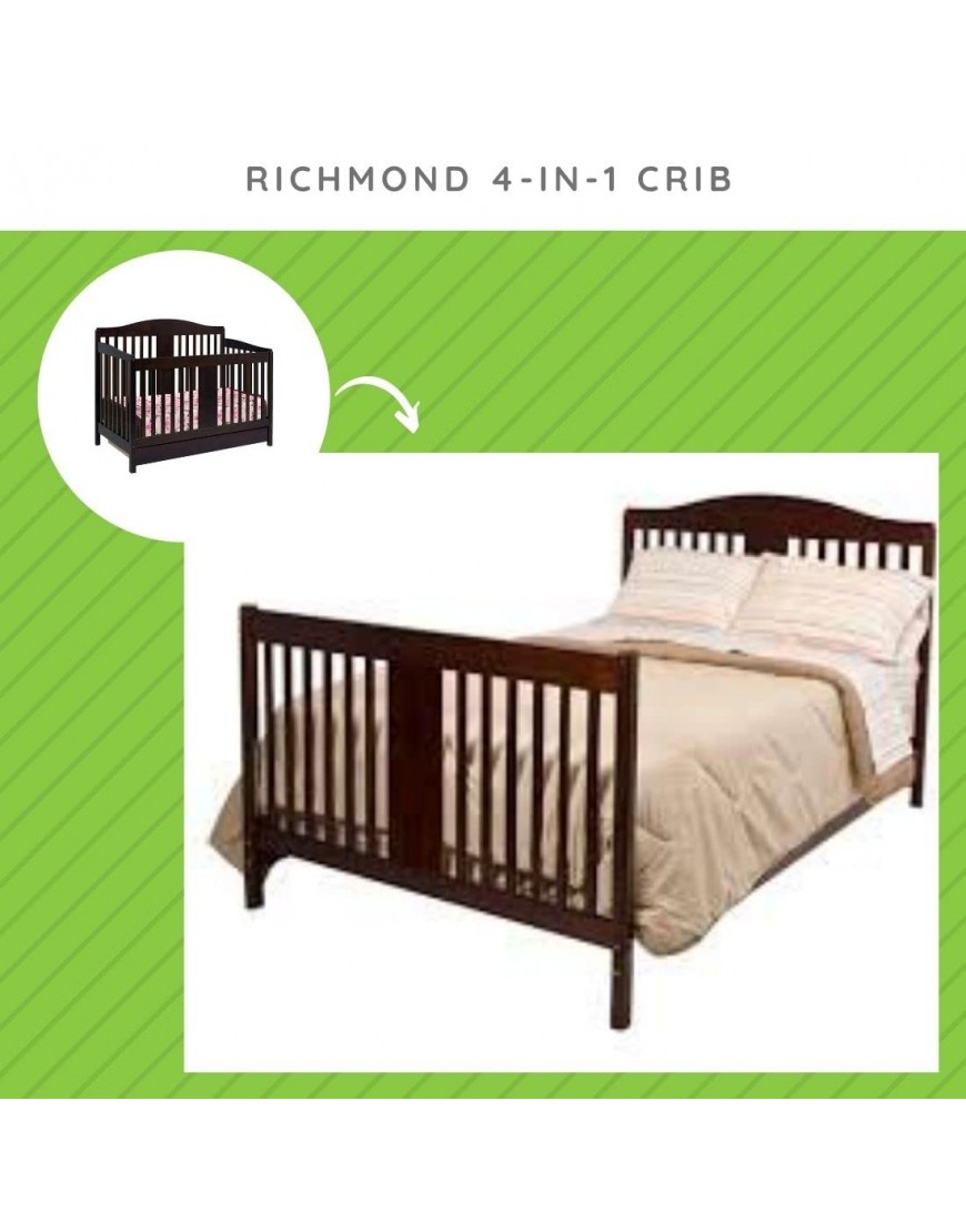 Full Size Conversion Kit Bed Rails for Davinci Richmond 4-in-1 Crib Espresso - BWVODBAM6