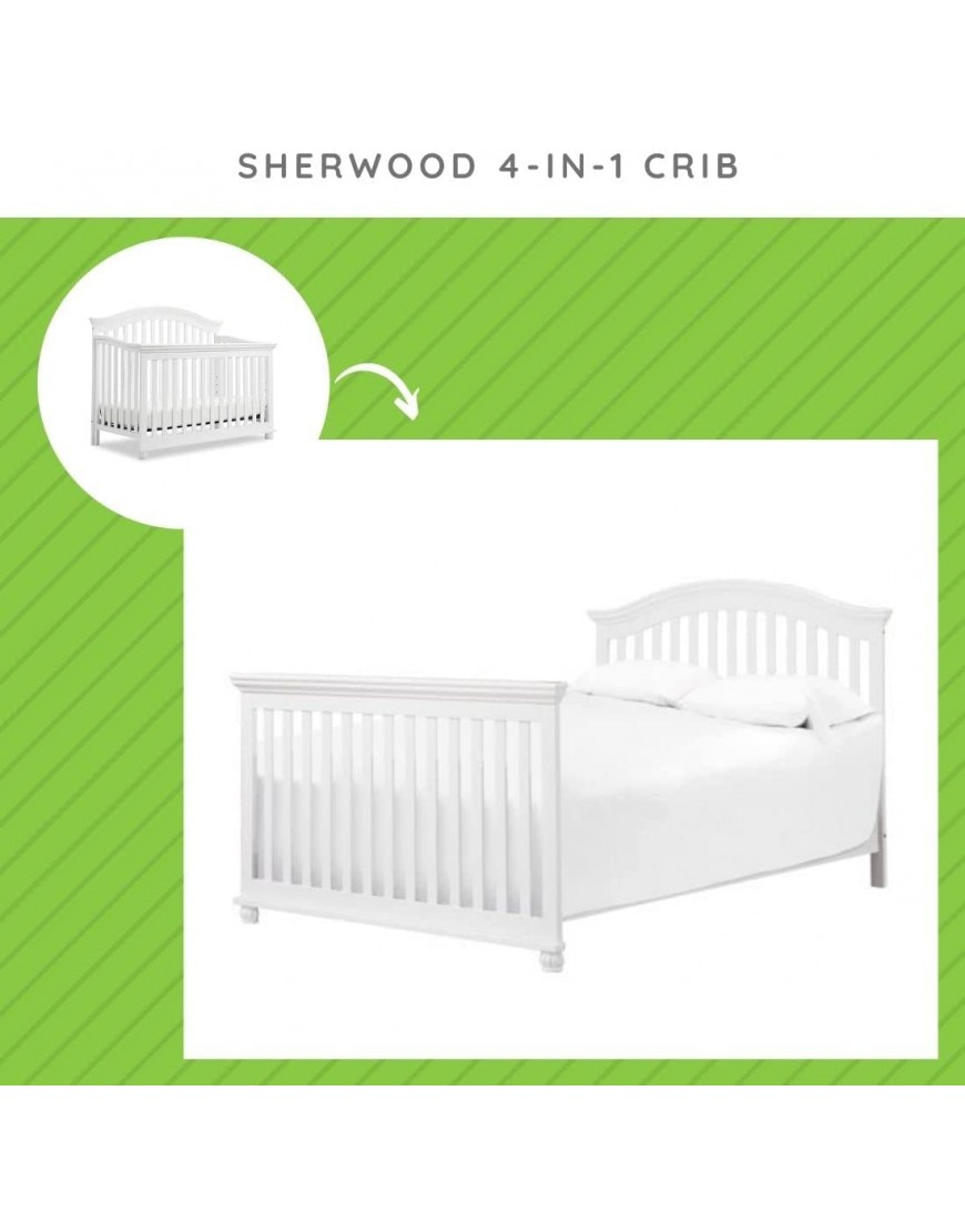 Full Size Conversion Kit Bed Rails for Davinci Sherwood 4-in-1 Crib White - BVRUTUHQ3