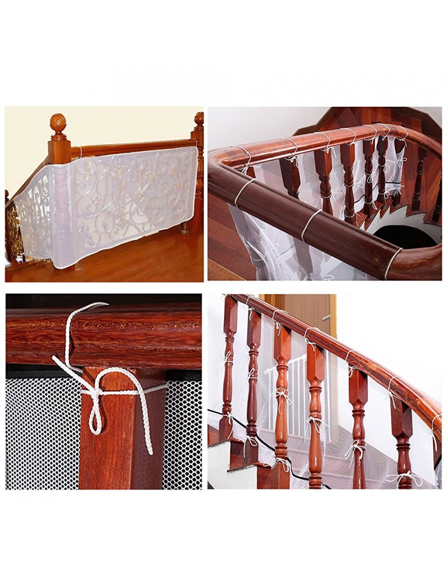Indoor Balcony and Stairway Railing Net Durable Baby Toddlers Kids Pet Banister Stair Net Protector 10ft by 2.5ft White 10ft L x 2.5ft H - BHXDZ10VG