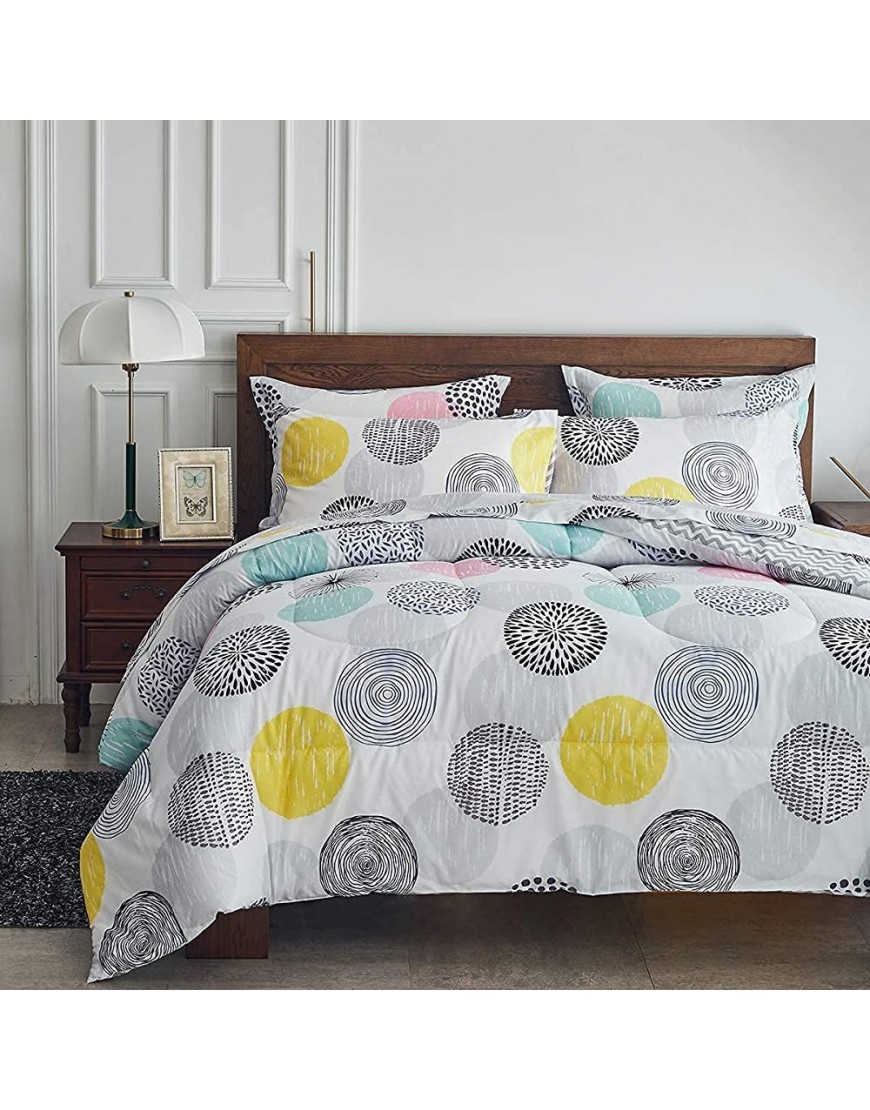 6 Pieces Comforter Sheet Set Twin Size Bed in a Bag Girls Colorful Dots Style Soft Microfiber Reversible Bedding Set 1 Comforter 2 Pillow Shams 1 Flat Sheet 1 Fitted Sheet 1 Pillowcases - BBKN7K50P