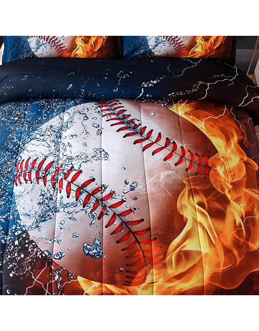 A Nice Night Baseball with Fire Print Comforter Quilt Set Bedding Sets for Teen Boys Baseball,Twin Size - B8QMCY6UY