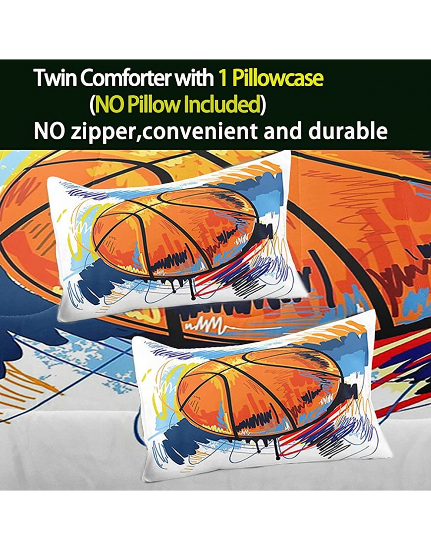 Bodhi 3D Hand Drawn Basketball Sports Comforter Set for Teen Boys,Kids Soft Microfiber Bedding Set with Pillowcases,Queen Size,3PCS,1 Comforter Set+2 Pillow Shams #4008 - BXCOHWU2D