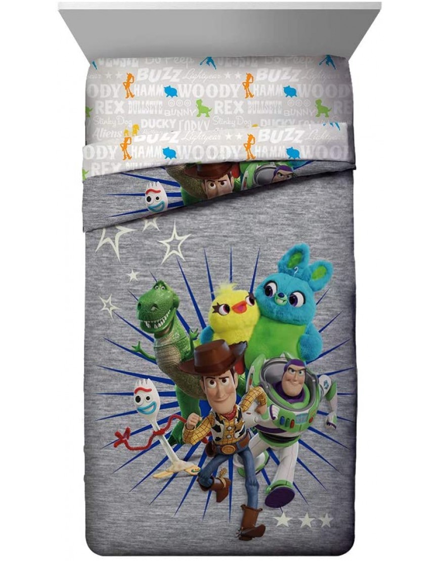 Disney Pixar Story 4 All The s Twin Full Comforter & Sham Set Super Soft Kids Reversible Bedding Features Woody & Buzz Lightyear Fade Resistant Microfiber Official Disney Pixar Product - BRFJBJL4K