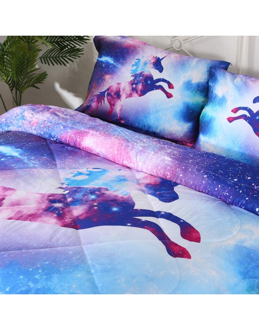 ENJOHOS Galaxy Unicorn Bedding Set Full Size Purple Blue Space Comforter Kids Girls Sparkly Star Sky Duvet 3 Pieces Ultra Soft Durable Bedspread - BUS4BZAZL