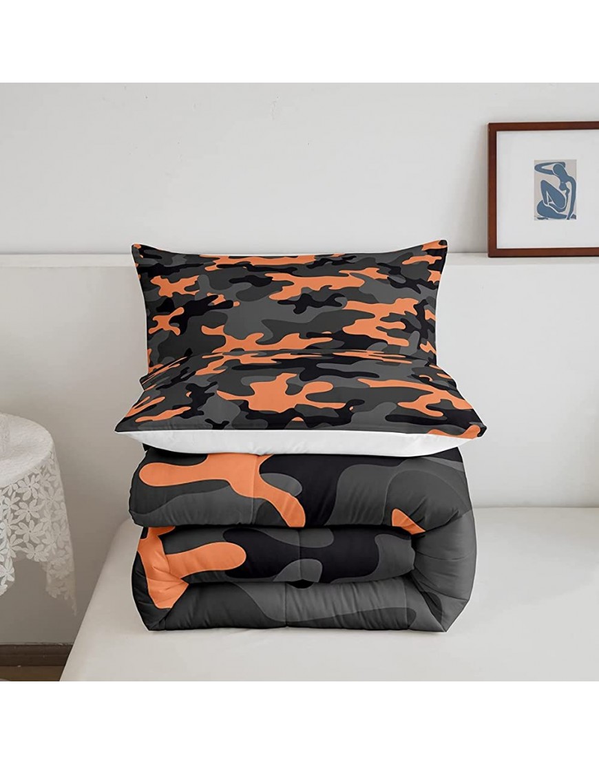Feelyou Army Camouflage Lightweight Bedding Set Teens Camo Comforter Set for Kids Boys Girls Colorful Pattern Decor Comforter Orange Black Grey Quilt Set Bedroom Collection 2Pcs Twin Size - BIX1N4HBQ