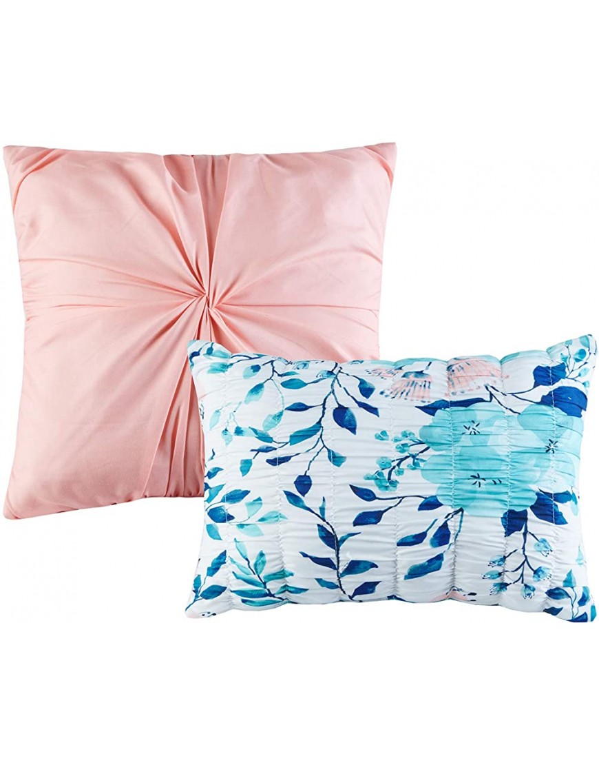 Intelligent Design Delle Comforter Set Full Queen Size Blue Floral Stripes – 5 Piece Bed Sets – Ultra Soft Microfiber Teen Bedding For Girls Bedroom - B3QR4LI8V