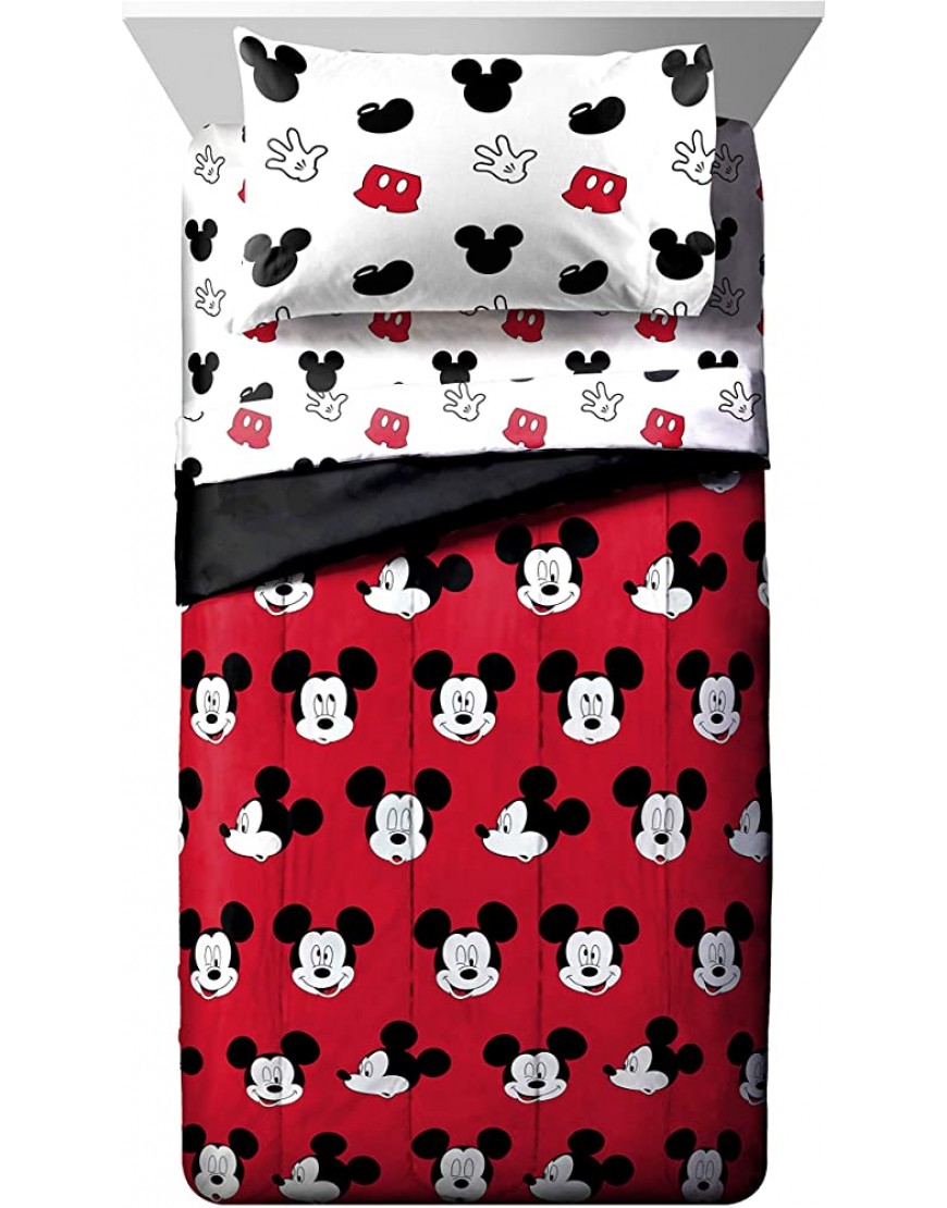 Jay Franco Disney Mickey Mouse Cute Faces 4 Piece Twin Bed Set Includes Comforter & Sheet Set Super Soft Fade Resistant Polyester Official Disney Product - BV6YPTE4F