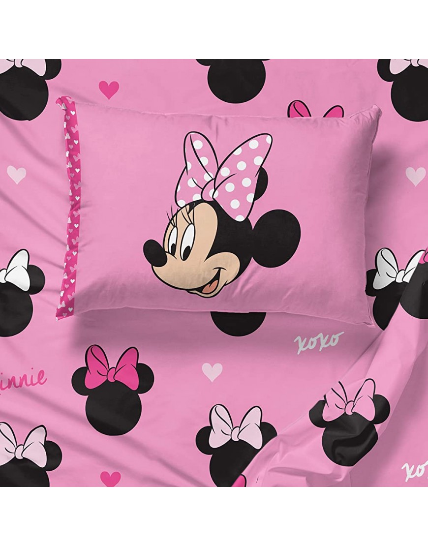Jay Franco Disney Minnie Mouse Hearts N Love 4 Piece Twin Bed Set Includes Reversible Comforter & Sheet Set Super Soft Fade Resistant Microfiber Official Disney Product - B76XT3V9G