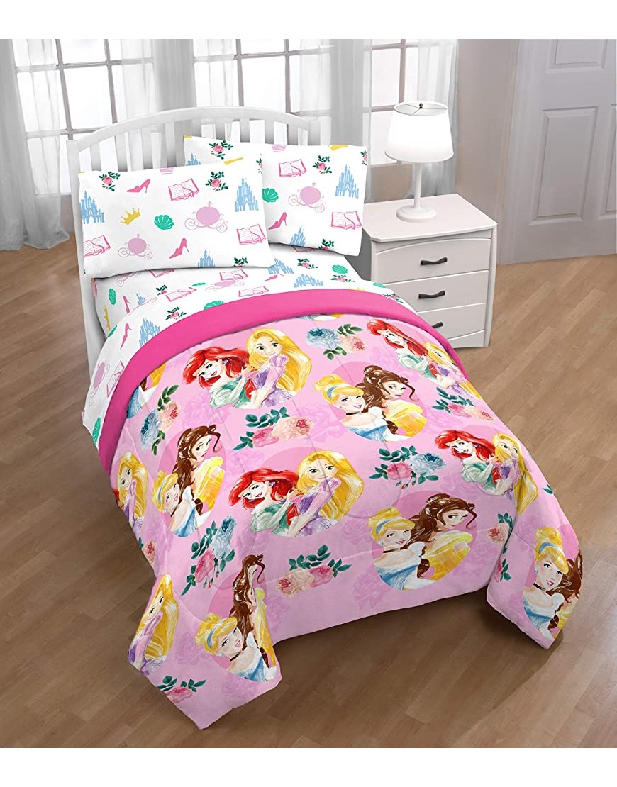 Jay Franco Disney Princess Sassy 5 Piece Full Bed Set Includes Comforter & Sheet Set Super Soft Fade Resistant Polyester Official Disney Product - BU5PLYR46