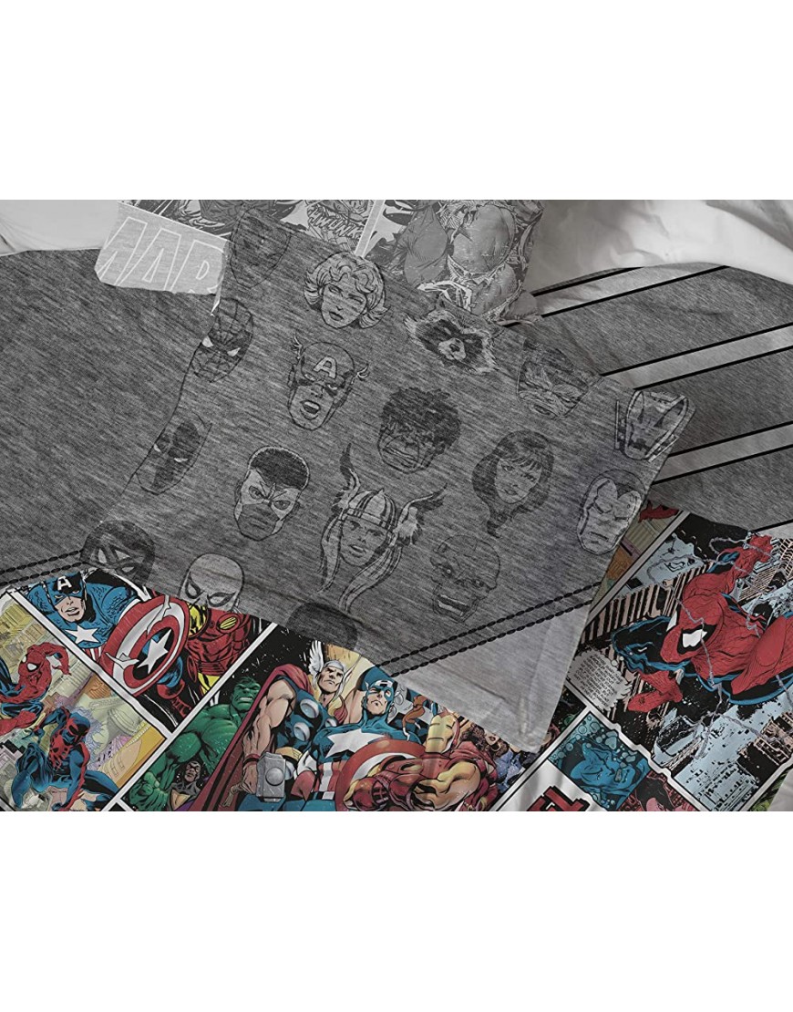 Jay Franco Marvel Comics 80th Anniversary Twin Comforter & Sham Set Super Soft Kids Reversible Bedding Fade Resistant Microfiber Official Marvel Product - BP4M95NX7