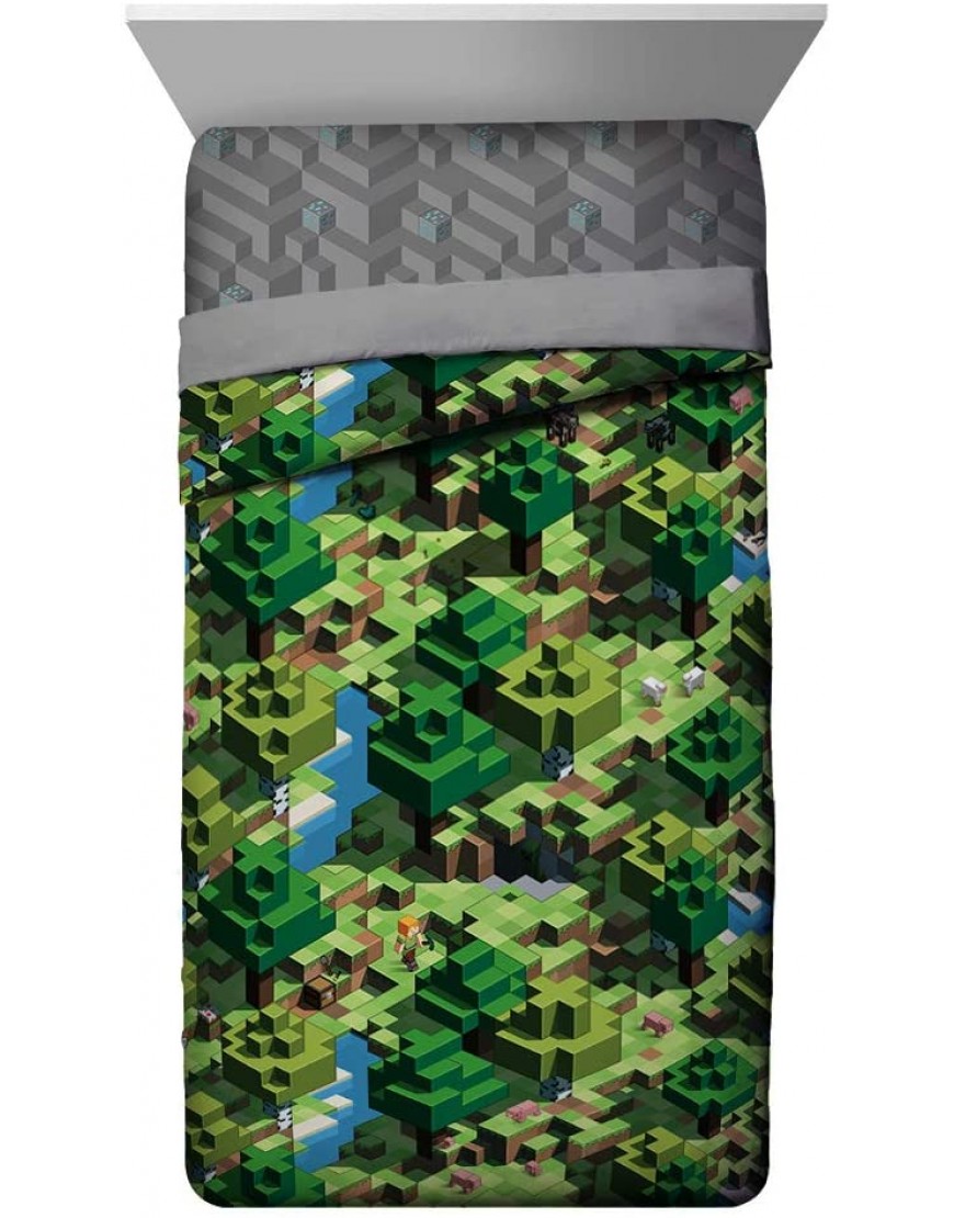 Jay Franco Minecraft Daytime 7 Piece Full Bed Set Includes Comforter & Sheet Set Bedding Features Alex and Steve Super Soft Fade Resistant Microfiber Official Minecraft Product - BGIEZ8UTS