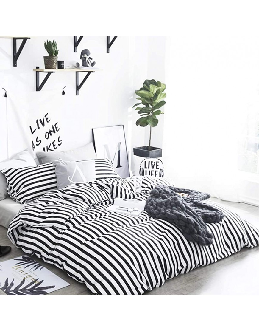 Jumeey Striped Comforter Set Queen Black and White Comforter Full Size Ticking Bedding Sets Cotton Men Women Modern Chic Stripes Comforters Quilts Boys Girls Black Stripe Bed Comforter Sets Full - BXCRSYNI6