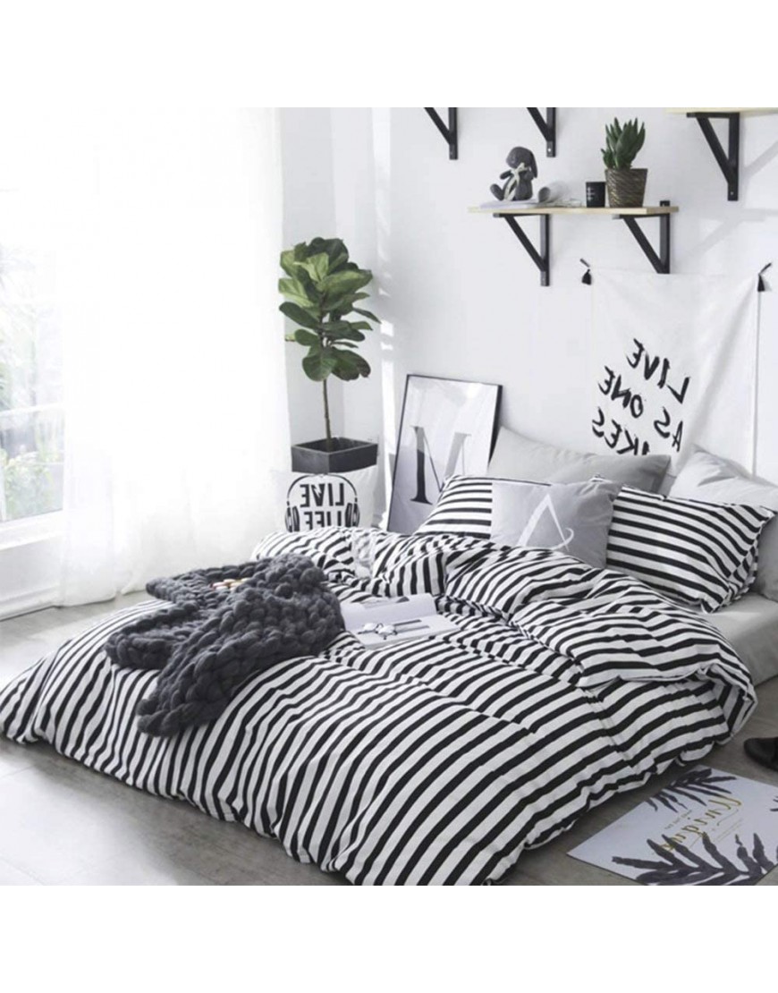 Jumeey Striped Comforter Set Queen Black and White Comforter Full Size Ticking Bedding Sets Cotton Men Women Modern Chic Stripes Comforters Quilts Boys Girls Black Stripe Bed Comforter Sets Full - BXCRSYNI6