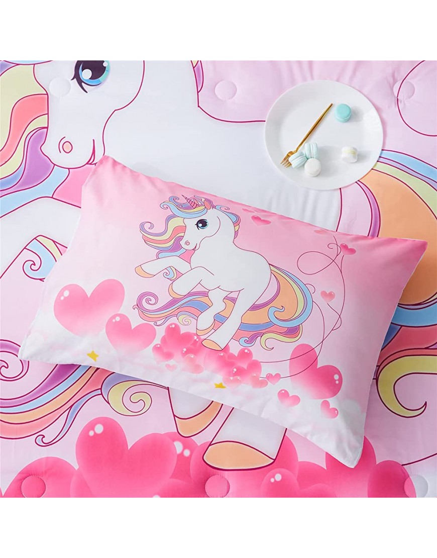 PHANTASIM All-Season Unicorn Rainbow Comforter Set Twin Size-Pink-Super Soft Microfiber Kids Bedding Set for Girls Boys 1 Comforter with 1 Pillowcase - B31E6YIDC