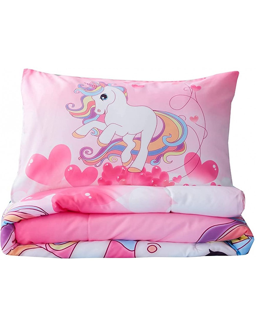 PHANTASIM All-Season Unicorn Rainbow Comforter Set Twin Size-Pink-Super Soft Microfiber Kids Bedding Set for Girls Boys 1 Comforter with 1 Pillowcase - B31E6YIDC