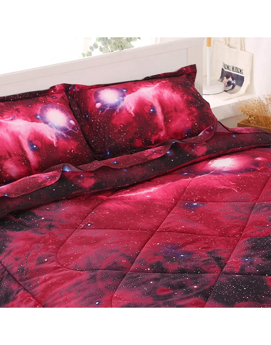Wowelife Galaxy 3D Printing Comforter Set Red Full Galaxy Bedding Sets 5 Piece with ComforterFull Crimson Galaxy - BRT6ARWL8