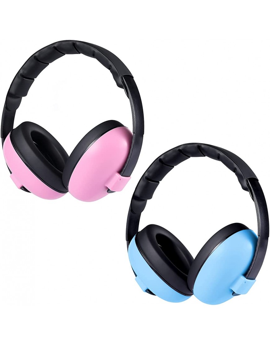 2 Packs Baby Noise Canceling Headphones Baby Ear Protection Earmuffs Infant Hearing Protection Ear Muffs for Babies Infants Toddlers and Newborns Age 0-2+ Years Blue & Pink - BMUMKJTF5