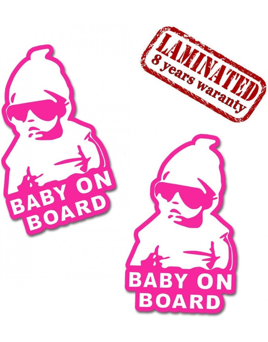 2 x Vinyl Self-Adhesive Funny Stickers Hangover Baby on Board Pink Decal Car Window Auto B 171 - BX23W9MYA